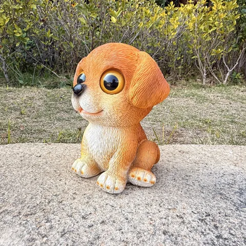 Creative Cute Sitting Resin Animal Figurine Puppy Cat Frog Ornament For Home Outdoor Garden Lawn Balcony Yard Decor