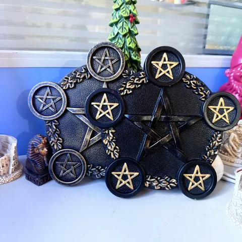 Pentagram Resin Candle Holder Altar Tray Retro Geometric Desktop Ornament Multipurpose Decorative Plate Home Decor