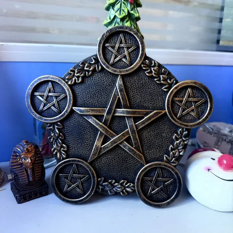 Pentagram Resin Candle Holder Altar Tray Retro Geometric Desktop Ornament Multipurpose Decorative Plate Home Decor