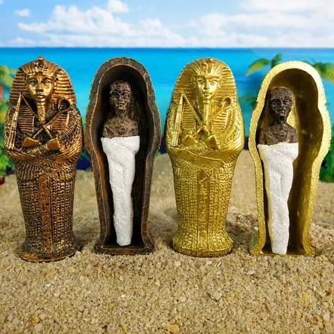 Ancient Egyptian Pharaoh Mummy Coffin Figurine Resin Craft Desktop Ornament Magic Prop Egyptian Culture Home Decor