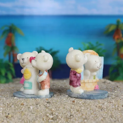 Résine Petit Ours Micro-paysage Ornement Mignon Animal Plante Succulente Scène Miniature Figurine Décoration de Bureau