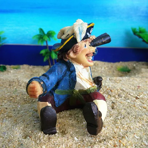 Resin Pirate Captain Figurine Pirate Model Sand Tray Toy Desktop Ornament Home Decor Collectible Statue For Adults Kids