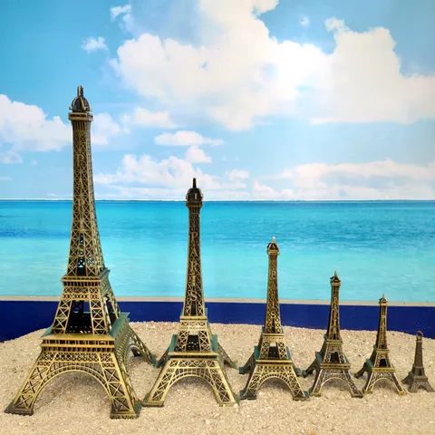 Vintage Bronze Eiffel Tower Metal Model Architecture Figurine Desk Ornament Home Office Decor
