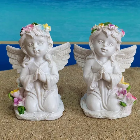 Vintage European Style Resin Angel Flower Fairy Figurine Desktop Ornament Home And Garden Decor Craft