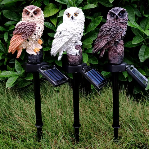 Zonne-energie Uil Tuinlicht Buiten Waterdicht Hars Dier Beeldje LED Landschap Licht Gazon Tuin Pad Decor