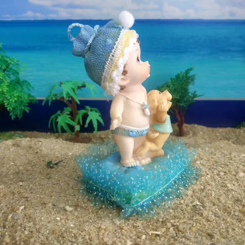 Resin Baby And Dog Figurine Miniature Sand Table Toy Desktop Ornament Home Decor Cute Collectible Statue Gift