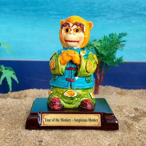 Dierenriem Aap Hars Beeldje Traditionele Chinese Stijl Bureau Ornament Leuke Dier Statue Thuis Kantoor Decor