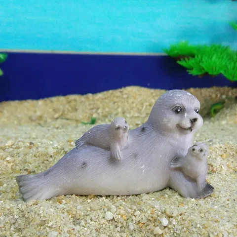 Cute Resin Sea Lion Animal Figurine Desktop Ornament Marine Animal Sculpture Home Office Decor Craft Gift