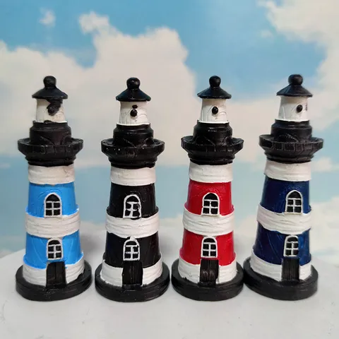 Mediterranean Style Resin Lighthouse Figurine Miniature Aquarium Fish Tank Sandbox Landscape Home Decor Ornament