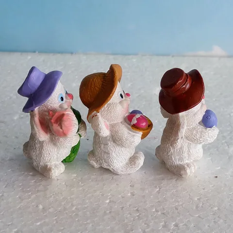 Easter Rabbit Resin Figurine Cute Bunny Statue Micro Landscape Succulent Plant Flower Pot Decor Desktop Ornament Gift