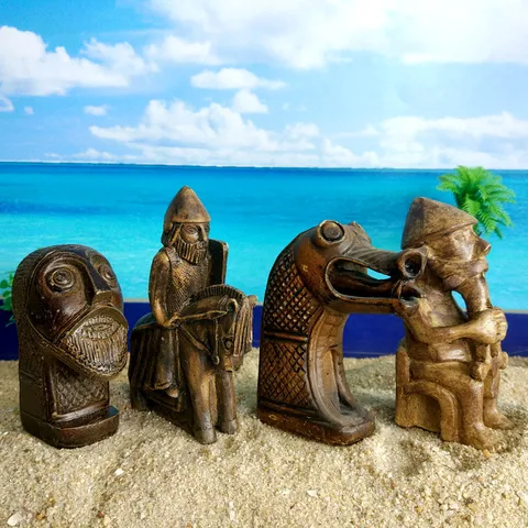 Vintage Resin Medieval Warrior Dragon Head Easter Island Ancient Statue Figurine Home Decor Collectible Ornament Crafts