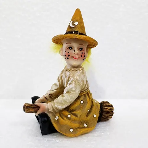 Halloween Resin Troll Witch Figurine Statue Hand Painted Magic Elf Sculpture Gothic Desktop Ornaments Home Decor