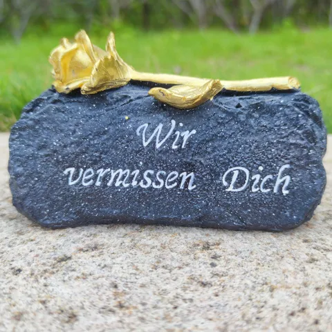 European Resin Memorial Tombstone Prop With Gold Rose Halloween Cemetery Grave Decoration Ornament Souvenir Gift