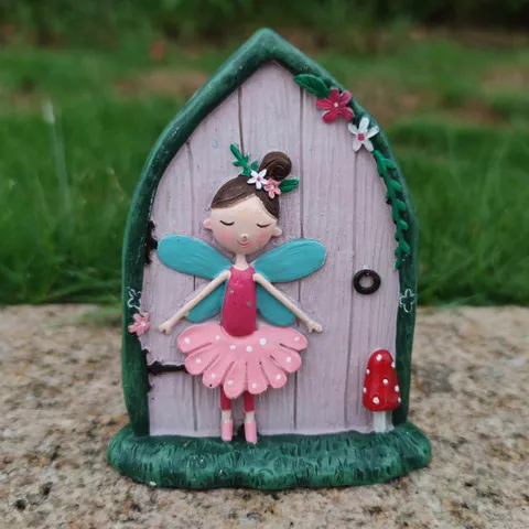 Ornamento Artigianale in Resina per Porta delle Fate Creativa Europea Micro Paesaggio Giardino Miniatura Fungo Fiore Casa Statuetta
