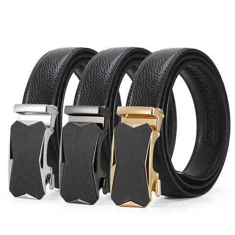 Herren Business Casual Echtes Leder Gürtel Automatische Schnalle Metall Ratschen Gürtel Für Herren Hosen Mode