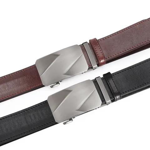 Herren Echtleder Business Gürtel Top Schicht Rindsleder Automatische Schnalle Taillengurt Metall Legierung Lässiger Anzuggürtel Für Herren
