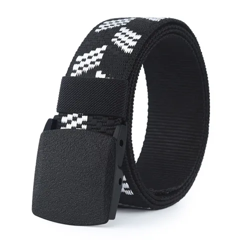Tactical Outdoor Imitation Nylon Webbing Belt For Men Geometric Pattern Wear Resistant Casual Daily Waist Belt