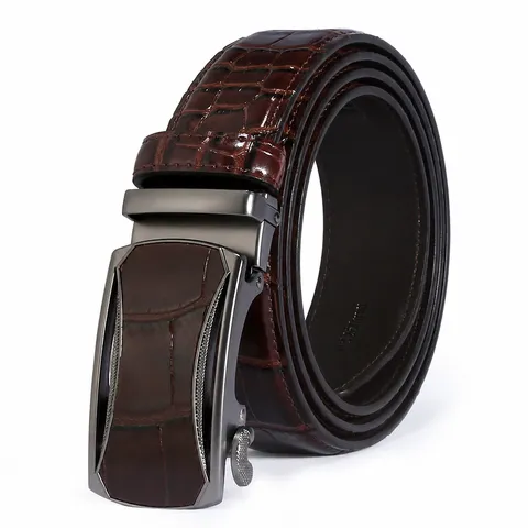 Herren Casual Echtes Leder Automatischer Schnallengürtel Krokodilmuster Business Anzug Gürtel Für Jugend Tägliche Outfits