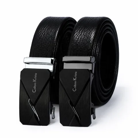 Herren Echtes Leder Gürtel Business Casual Automatische Schnalle Lederbund Für Herren Silber Gun Schwarz Metall Schnalle Anzuggürtel