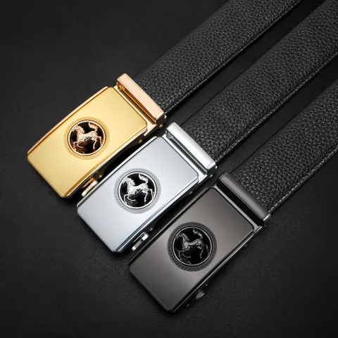 Herren Automatik Schnalle Ledergürtel Spaltleder Business Casual Taillengürtel Metall Schnalle Mode Hosengürtel