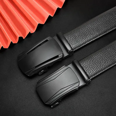 Herren Automatischer Verschluss Ledergürtel Casual Business Echt Leder Bund Metall Ratte Kleid Gürtel Für Männer