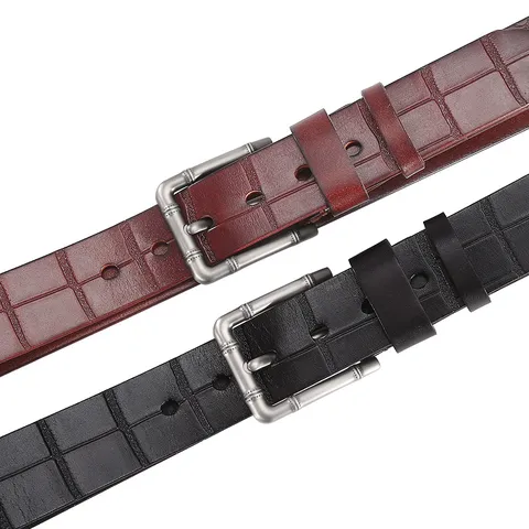 Ceinture Homme Cuir Véritable Boucle Ardillon Cuir de Vachette Motif Crocodile Ceinture Pantalon