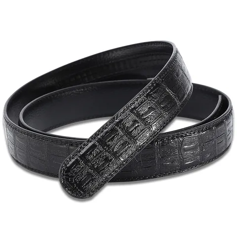 Herren Echtes Leder Automatik Schnalle Gürtel Krokodilmuster Casual Business Gürtelriemen Schwarz Mode Taillengürtel
