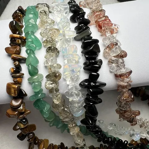 Natürlicher Kristall Unregelmäßige Steinsplitter Halskette Handgefertigte Tigerauge Obsidian Aventurin Tourmalin Perlen Kette Für Damen Herren Schmuck