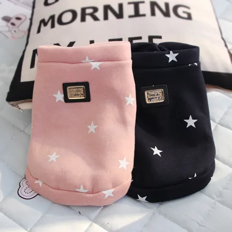 Pet Dog Fleece Hoodie Cute Star Pattern Warm Winter Clothes For Small Dogs Puppy Apparel