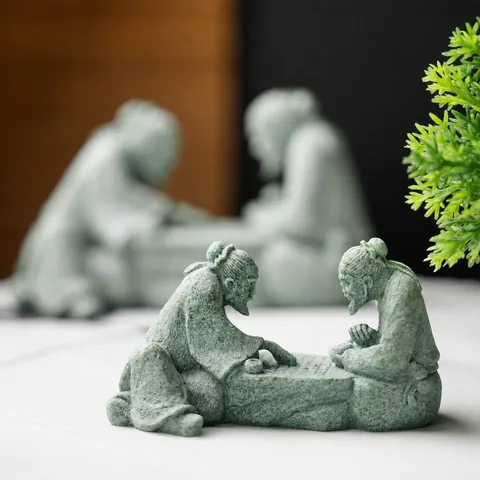 Chinese Classical Sandstone Figurine Ornament Jiang Taigong Fishing And Chess Players Tea Pet Fish Tank Landscaping Craft