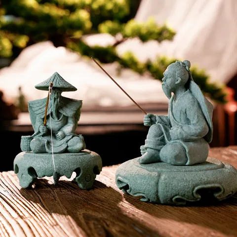 Chinese Traditional Jiang Taigong Fisherman Chess Player Resin Sandstone Figurine Rockery Fish Tank Tea Pet Micro Landscape Garden Ornament