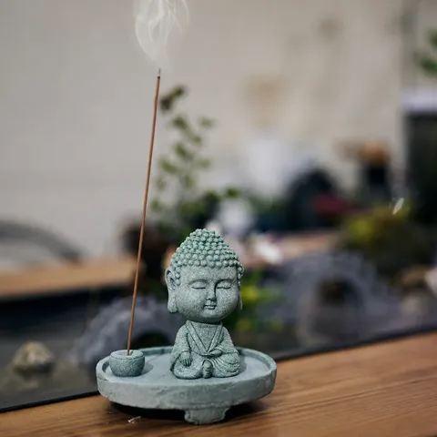 Zen Sandstone Incense Burner Holder Meditation Buddha Monk Figurine Aromatherapy Incense Stick Base Home Decor