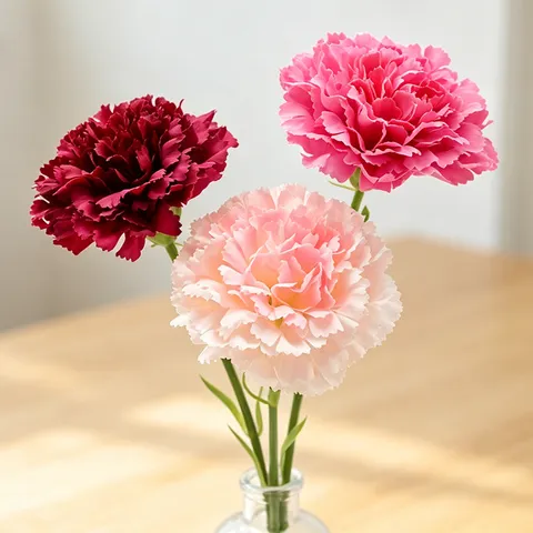 Fausse Fleur de Œillet en Soie Artificielle Tige Unique Courte Branche Pour Fête des Mères Maison Salon Table Décor Art Floral