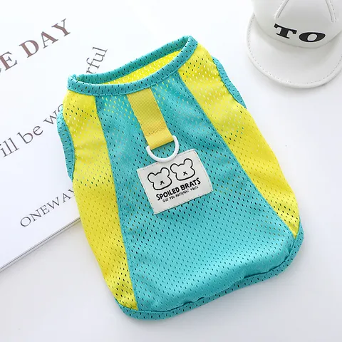 Small Dog Summer Breathable Mesh Vest Cute Cooling Sun Protection Puppy Clothes Colorful Contrast Pet Apparel For Daily Wear