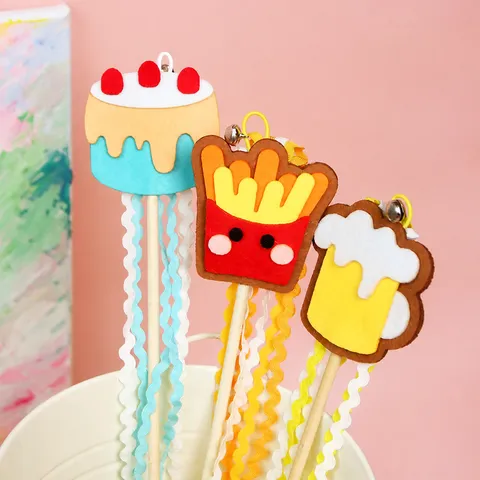 Varita Juguete Interactivo para Gatos Con Palito de Madera Muñeco de Dibujos Animados de Fieltro y Campana Artículos para Mascotas