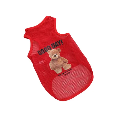 Breathable Mesh Pet Dog Vest Summer Sun Protection Small Dog Clothes Cute Bear Print Puppy Shirt Apparel