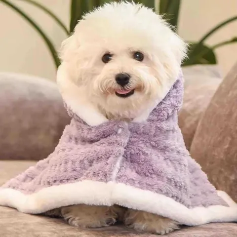 Pet Dog Winter Warm Fleece Cloak Cape Small Dogs Puppy Hooded Blanket Soft Coral Fleece Thermal Apparel Coat Pet Supplies