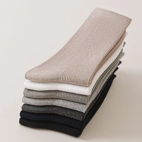 Herren Baumwolle Crew Socken Minimalistisch Gerippt Vertikal Gestreift Atmungsaktiv Schweißabsorbierend Lässige Business Socken