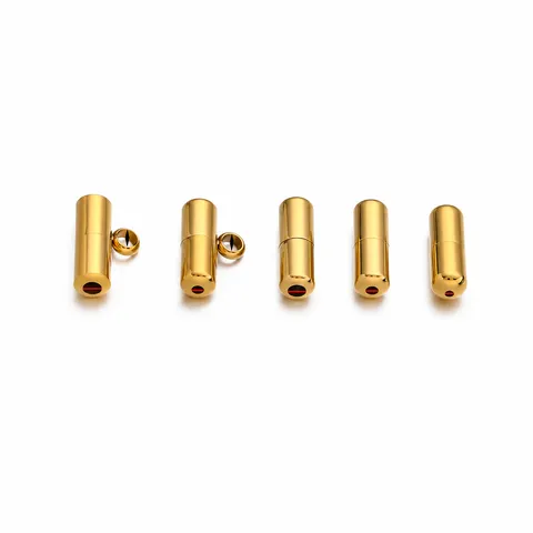 Edelstahl Zylindrische Schraubverschlüsse Verbinder Schnallen Für DIY Halskette Armband Schmuckherstellung Gold Silber