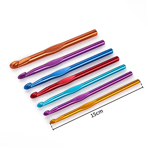 Bunte Aluminiumoxid Häkelnadel DIY Handgemachte Strickwerkzeug Für Garn Pullover Puppe Webnadel Zubehör