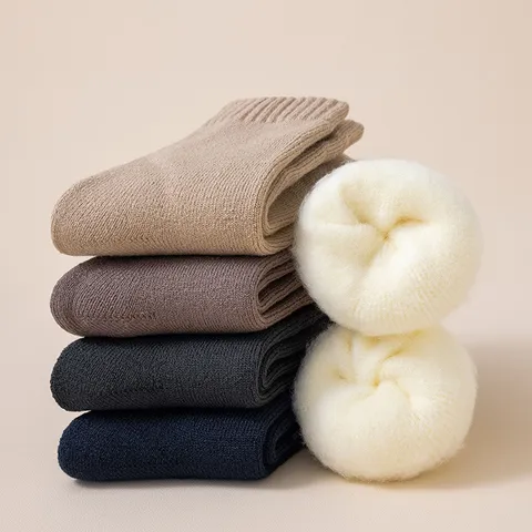 Herren Verdickt Thermische Wolle Socken Winter Einfarbig Mittleres Rohr Kaltes Wetter Thermische Schlaufe Stapel Lange Gemütliche Stiefelsocken