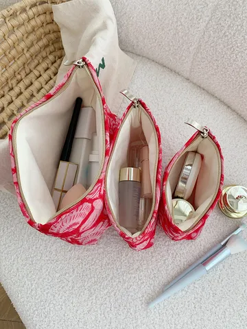 Women Fashion Cosmetic Bag Large Capacity Shell Print Travel Toiletry Organizer Portable Makeup Pouch Handbag