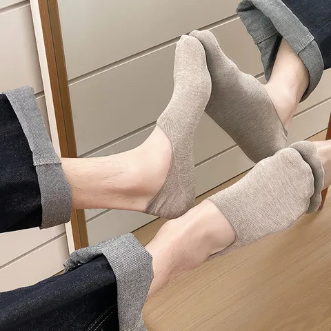 Herren Sommer Dünne Baumwolle Unsichtbare Bootssch Socken Atmungsaktiv Einferbige Rutschfeste Lässige Socken