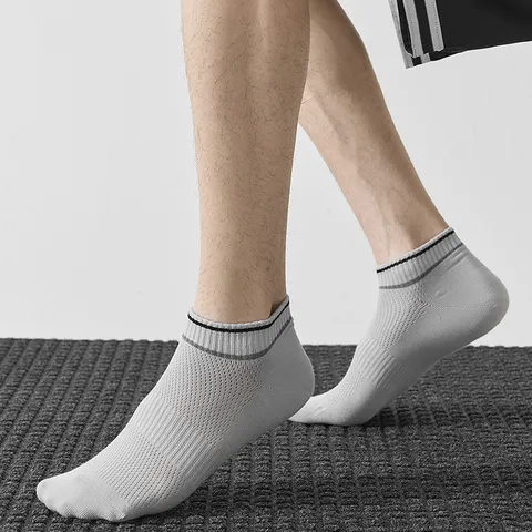 Herren Reines Baumwolle Bootssocken Atmungsaktive Mesh Kurze Knöchelsocken Rutschfeste Feuchtigkeitsableitende Sport Freizeit Socken