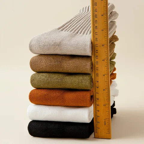 Women's Winter Thickened Fleece Thermal Crew Socks High Elastic Ribbed Solid Color Striped Cotton Terry Socks