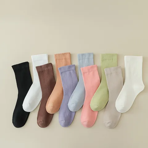 Calze Slouch Tinta Unita Autunno Inverno da Donna Cotone Morbido al Polpaccio Casual Quotidiano Moda Collant Base Traspiranti Calze Lunghe