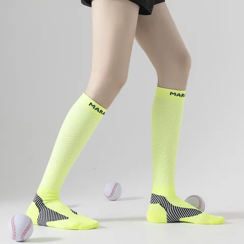 Chaussettes de Sport de Compression pour Femmes Nylon Respirant Fitness Yoga Course Manchons de Mollet Entraînement Longues Chaussettes