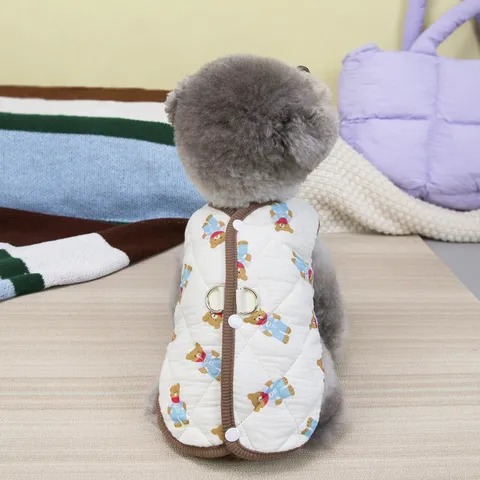 Small Dog Winter Warm Vest Cute Cartoon Bear Fleece Padded Coat Pet Apparel