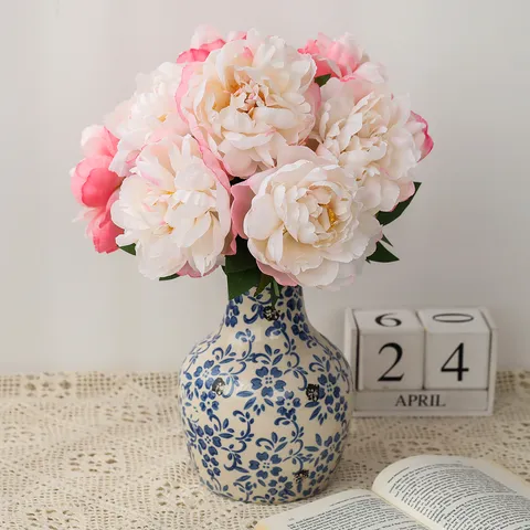 Fiore Artificiale di Peonia in Seta Retro Europeo Ramo Singolo Finto Fiore Per Matrimonio Arredamento Composizione Floreale