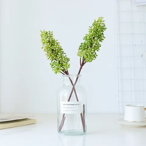 Ramo di Fiori di Frutta di Riso Succulento Artificiale Pianta Finta in Plastica per Arredamento Casa Matrimonio Fotografia